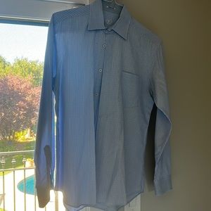 Bugatchi light blue and white dress shirt, shaped fit-size medium